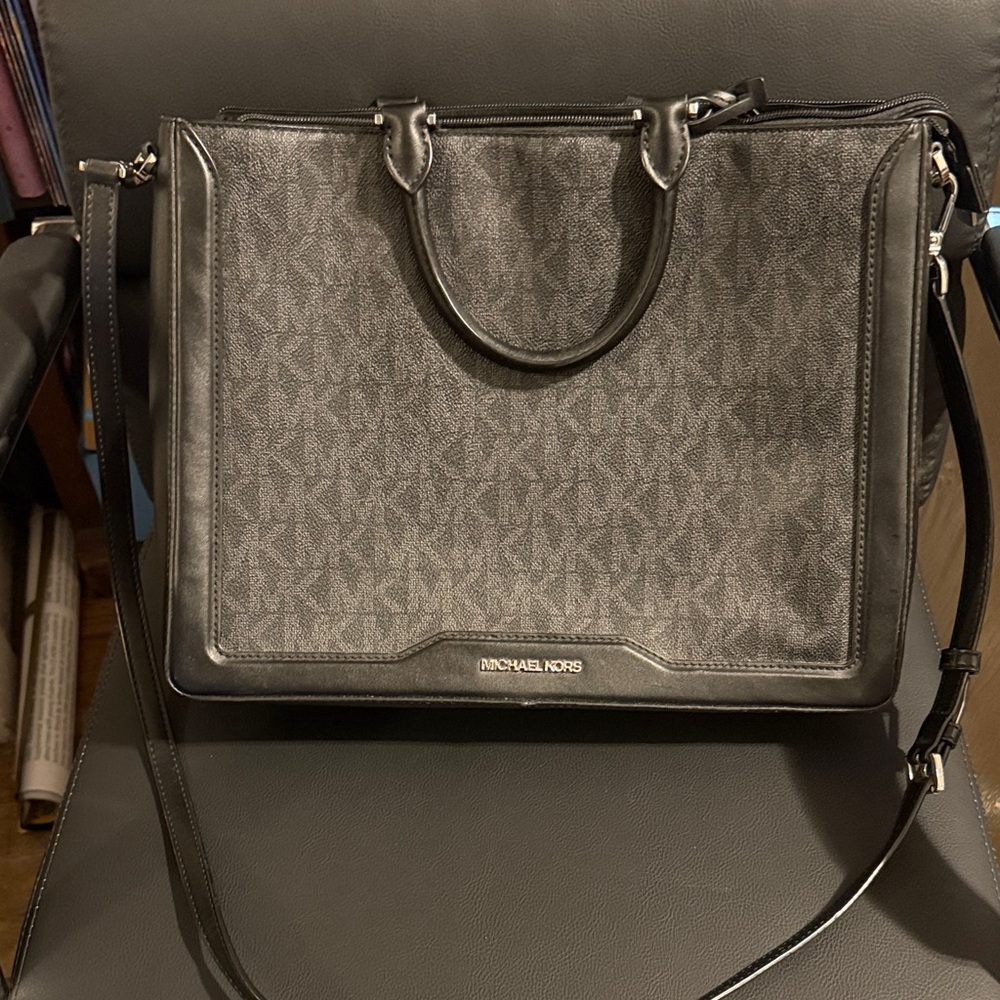 Michael Kors Charcoal and Black shoulder laptop bag